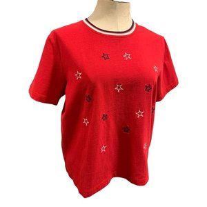 Medium Onque‎ Women's Americana Retro Style Embroidered Star Tshirt